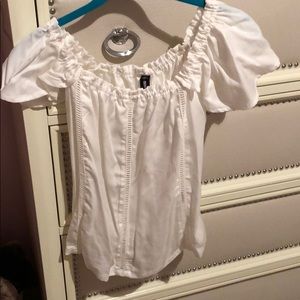 Design Lab flutter sleeve white shirt